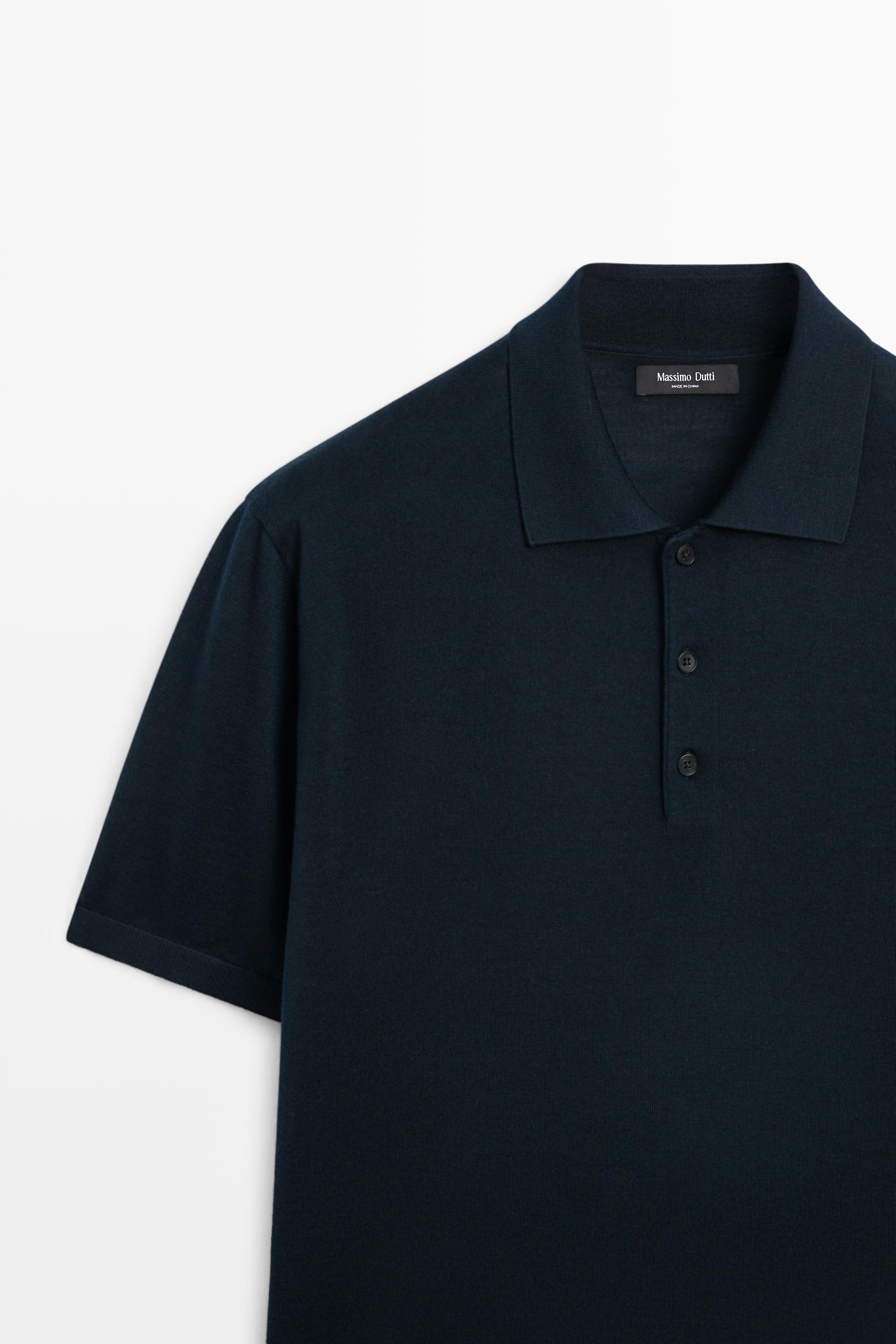 Polo en maille de laine mélangée